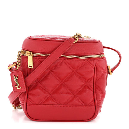 Saint Laurent Grain de Poudre Quilted 80's Vanity Bag Rouge Eros