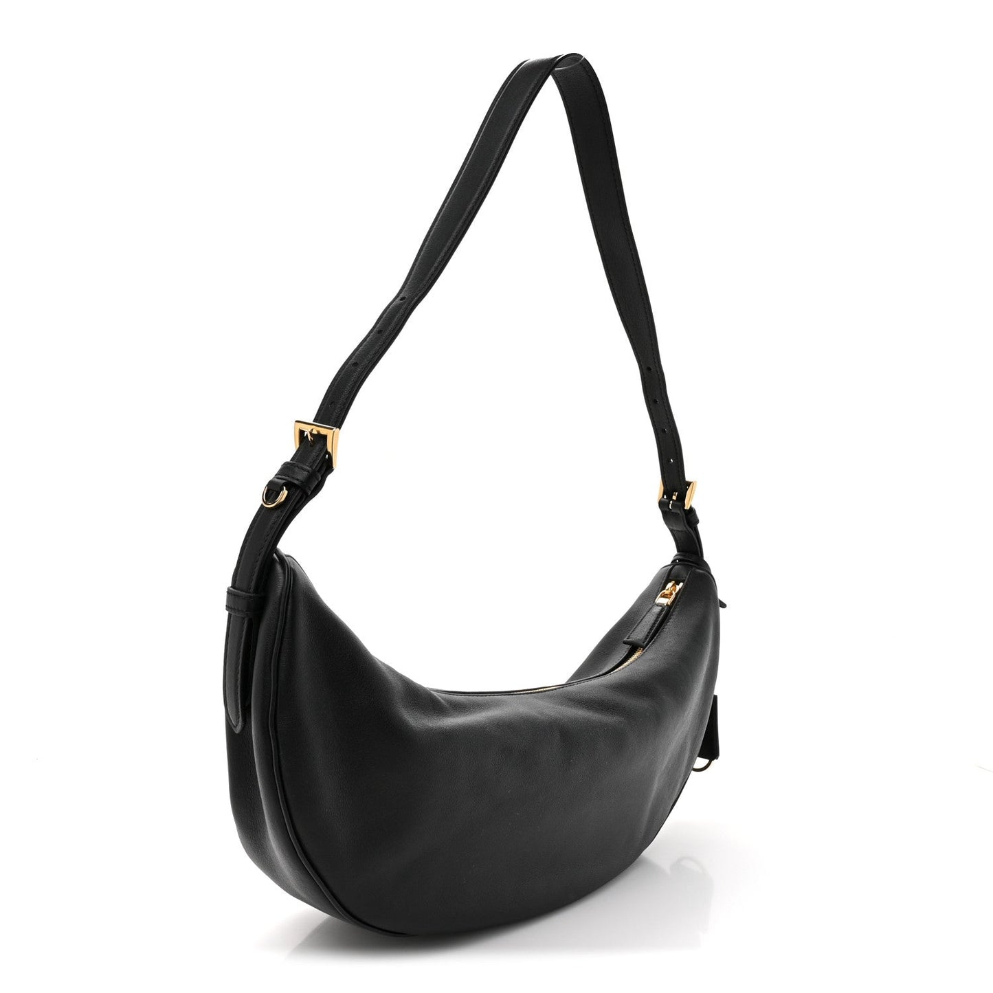 Prada Soft Grain Calfskin Large Demi-Lune Shoulder Bag Black