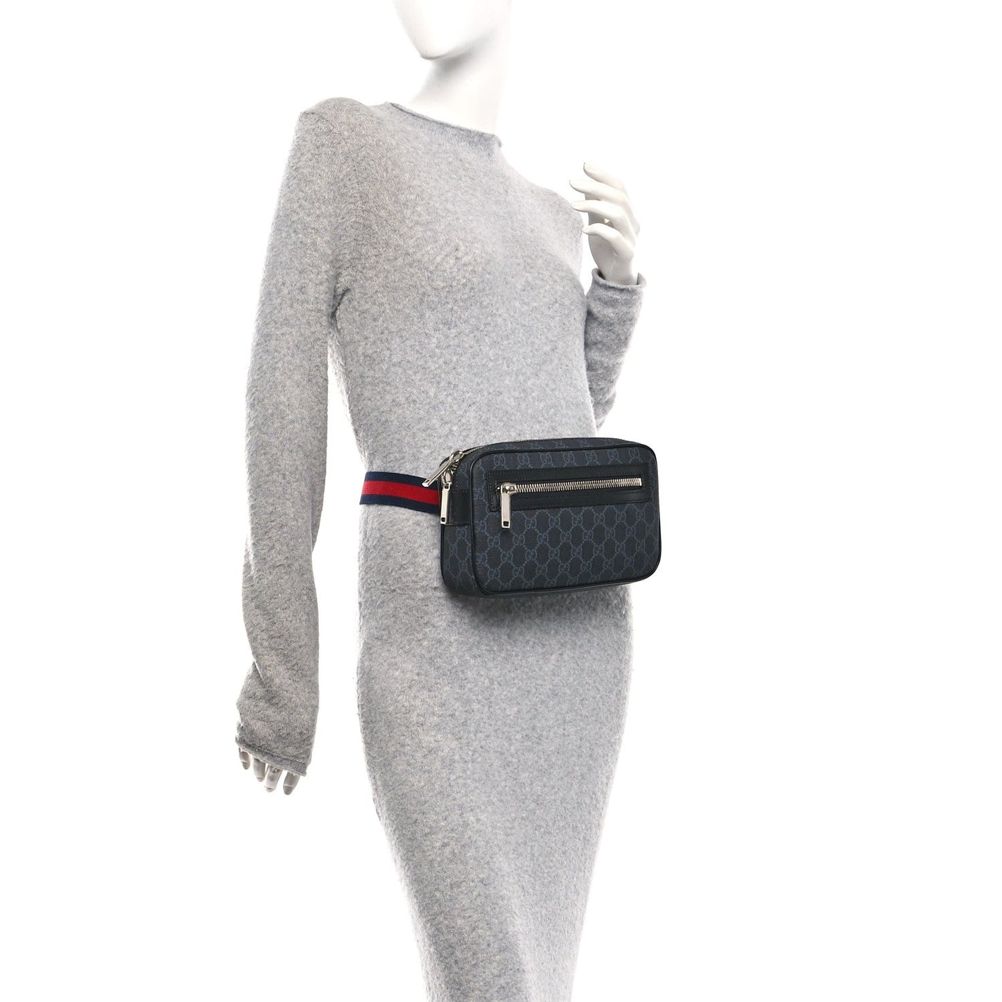 Gucci Soft GG Supreme Monogram Web Belt Bag Black Grey