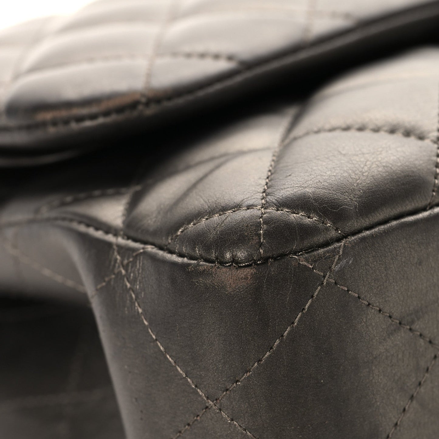 Chanel Metallic Lambskin Quilted Jumbo Double Flap Pewter