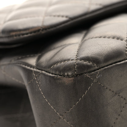 Chanel Metallic Lambskin Quilted Jumbo Double Flap Pewter