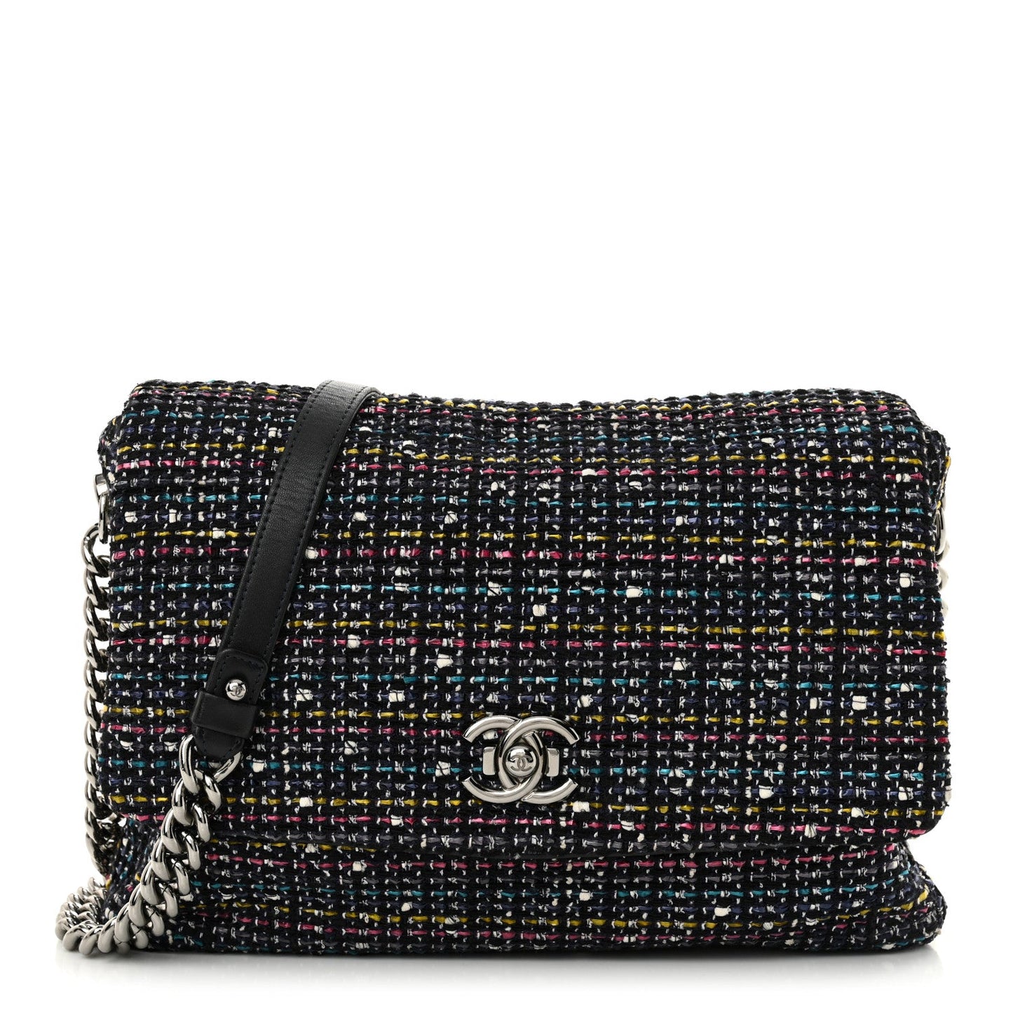 Chanel Tweed Small Messenger Flap Navy