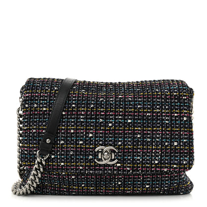 Chanel Tweed Small Messenger Flap Navy
