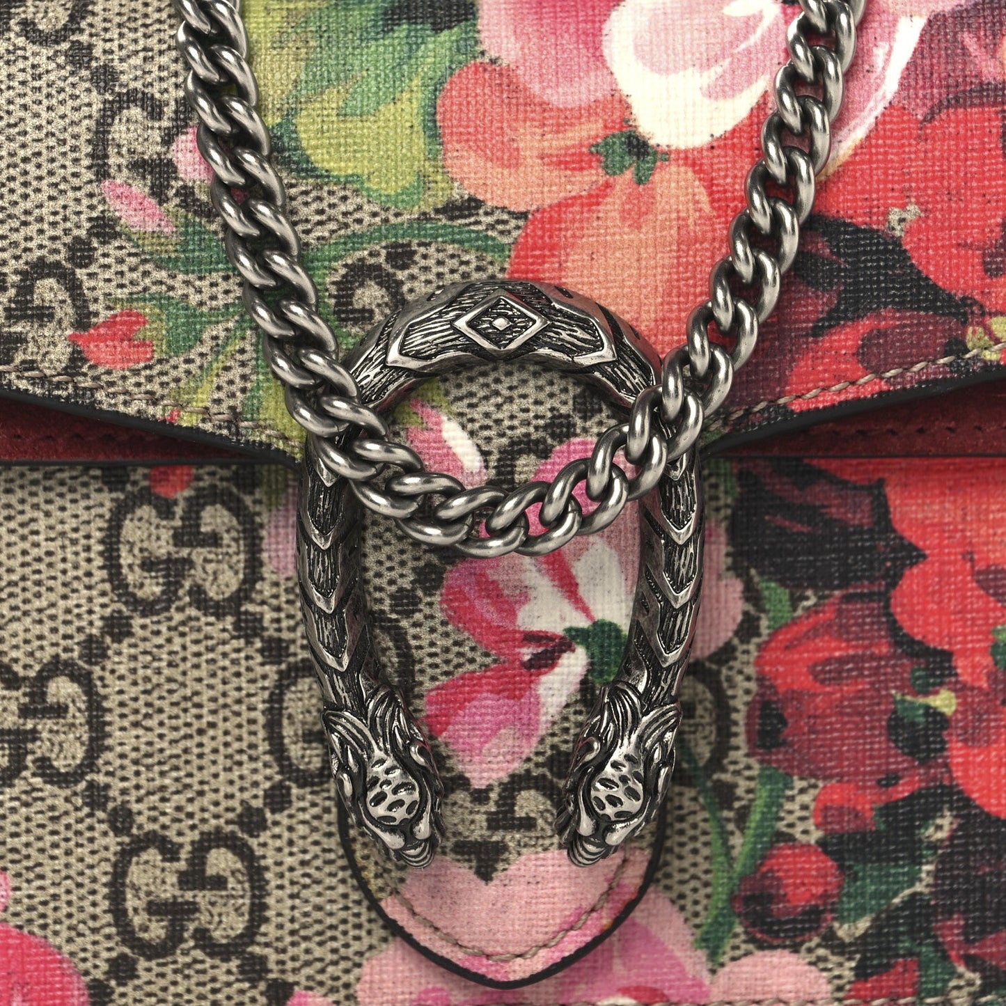 Gucci GG Supreme Monogram Blooms Super Mini Dionysus Shoulder Bag Beige Multicolor Dry Rose