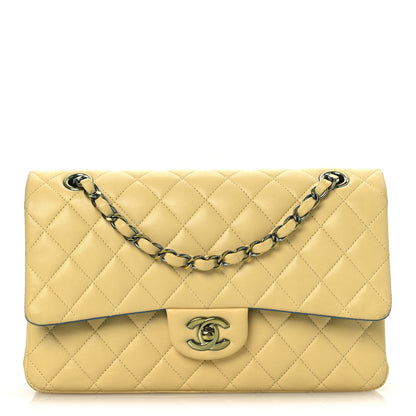 Chanel Lambskin Quilted Medium Double Flap Yellow Blue