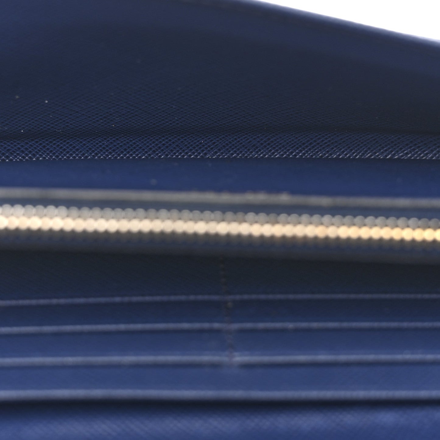 Prada Saffiano Metal Bar Continental Flap Wallet Bluette