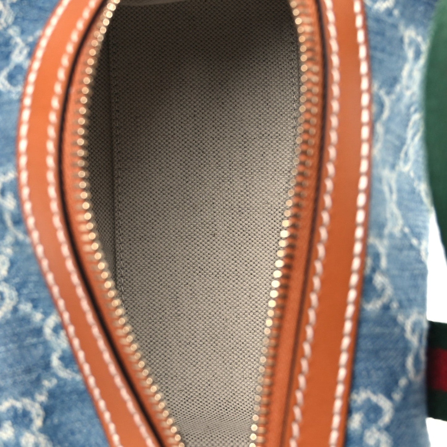 Gucci GG Denim Calfskin Web Mini GG Top Handle Bag Light Blue White