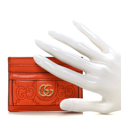 Gucci Calfskin GG Matelasse Card Holder Deep Orange