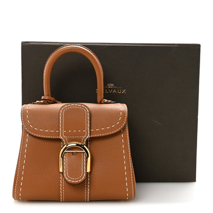 Delvaux Grained Rodeo Calfskin Surpique Mini Brillant Satchel Vegetal Ivory