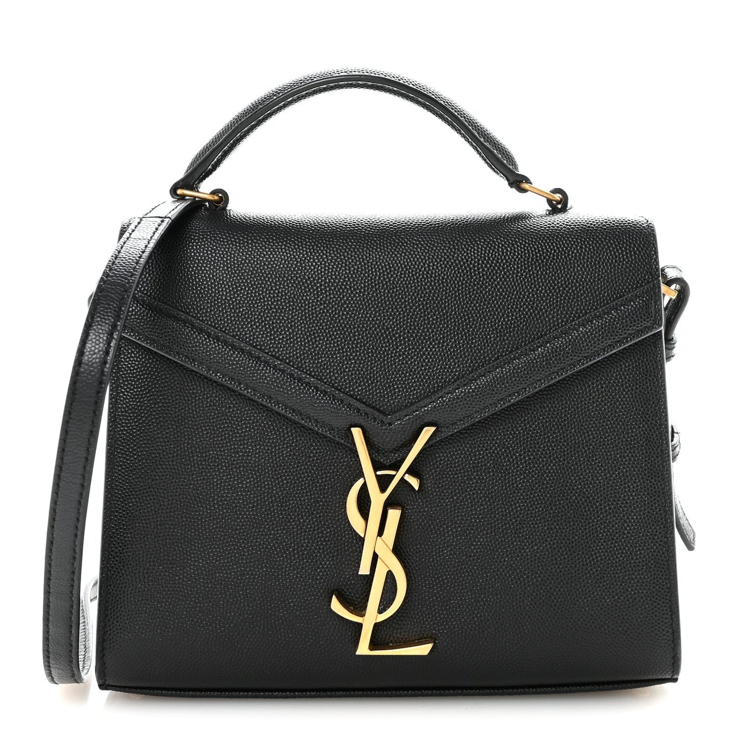 Saint Laurent Grain De Poudre Mini Classic Monogram Cassandra Top Handle Black