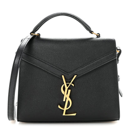 Saint Laurent Grain De Poudre Mini Classic Monogram Cassandra Top Handle Black