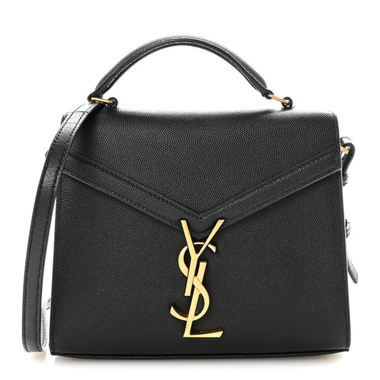 Saint Laurent Grain De Poudre Mini Classic Monogram Cassandra Top Handle Black