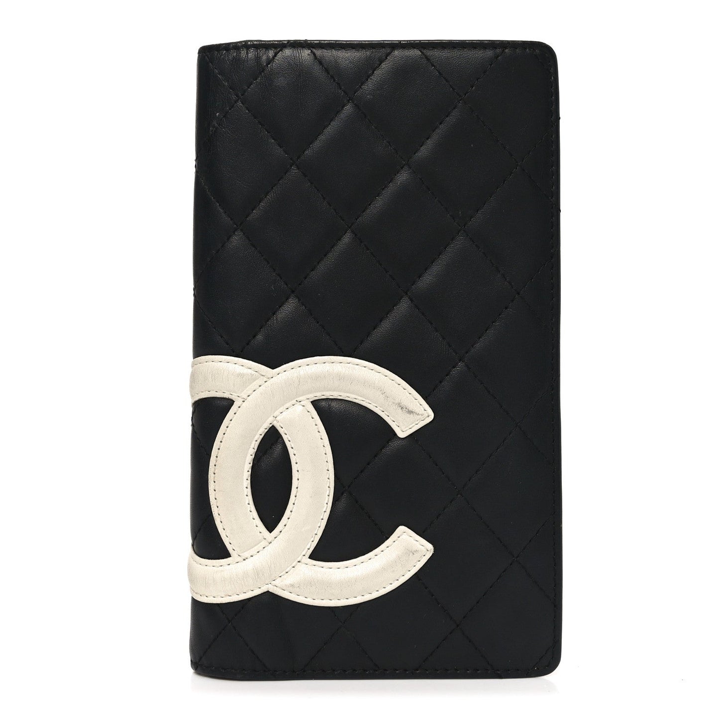 Chanel Calfskin Quilted Cambon Yen Wallet Black White