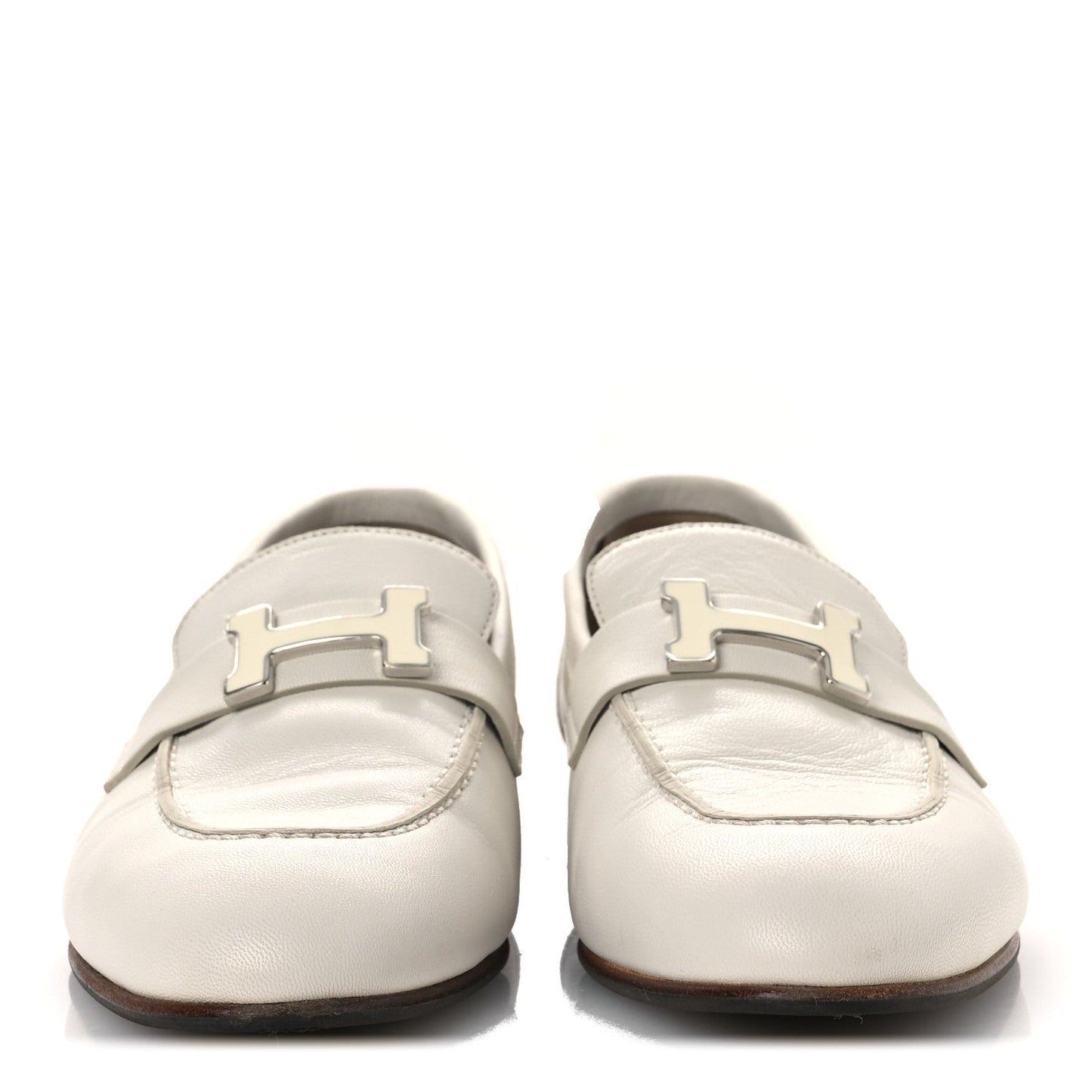 Hermes Calfskin Womens Paris Loafers 37 White
