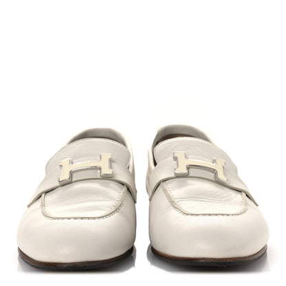 Hermes Calfskin Womens Paris Loafers 37 White