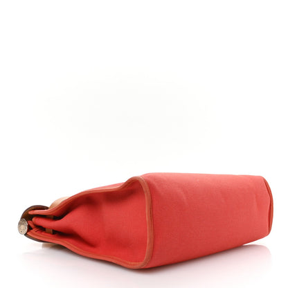 Hermes Vache Hunter Toile Herbag Zip 31 PM Rouge Tomate Natural