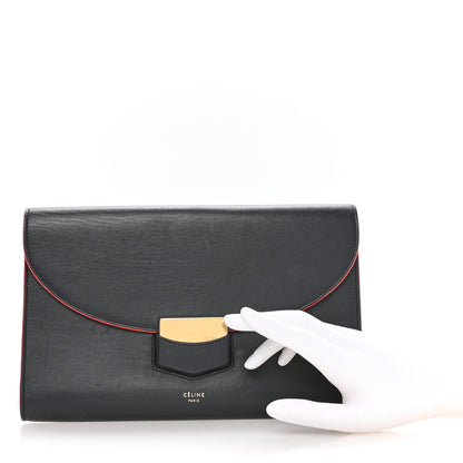 Celine Smooth Calfskin Trotteur Clutch Navy Blue Red