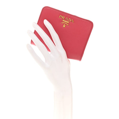 Prada Vitello Move Metal Compact Wallet Peonia
