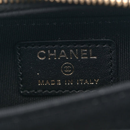 Chanel Caviar Quilted Mini Boy Clutch With Chain Black