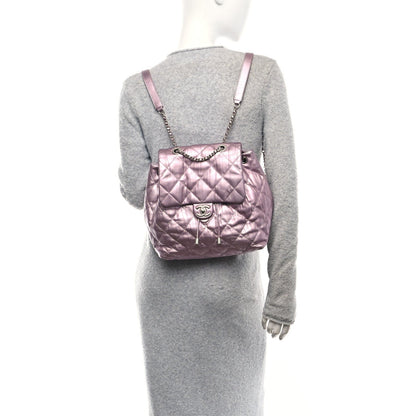 Chanel Iridescent Calfskin Quilted Ground Control Backpack Pink