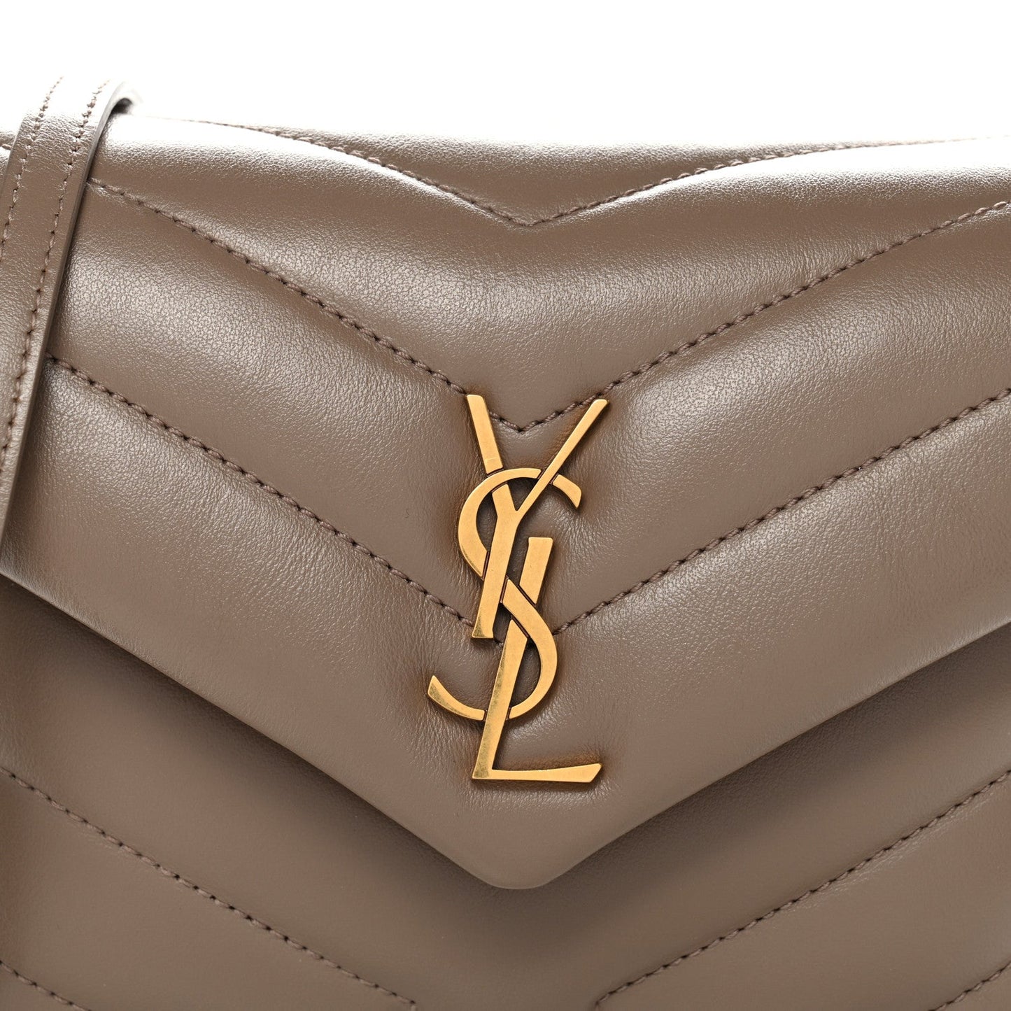 Saint Laurent Calfskin Y Quilted Monogram Toy Loulou Crossbody Bag Taupe