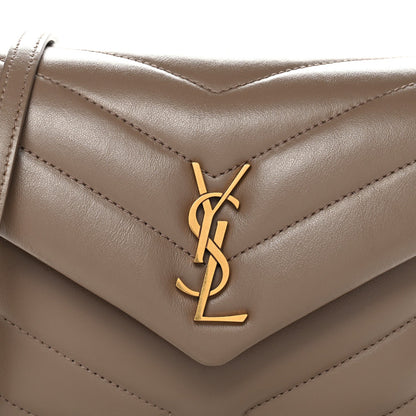 Saint Laurent Calfskin Y Quilted Monogram Toy Loulou Crossbody Bag Taupe