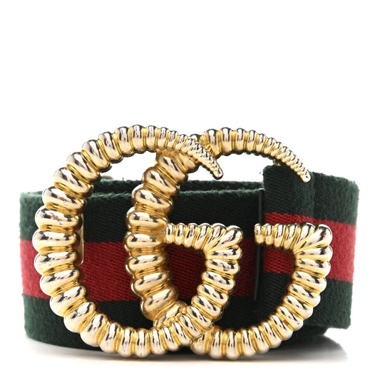 Gucci Canvas Torchon Double G Web Belt 100 40 Verde