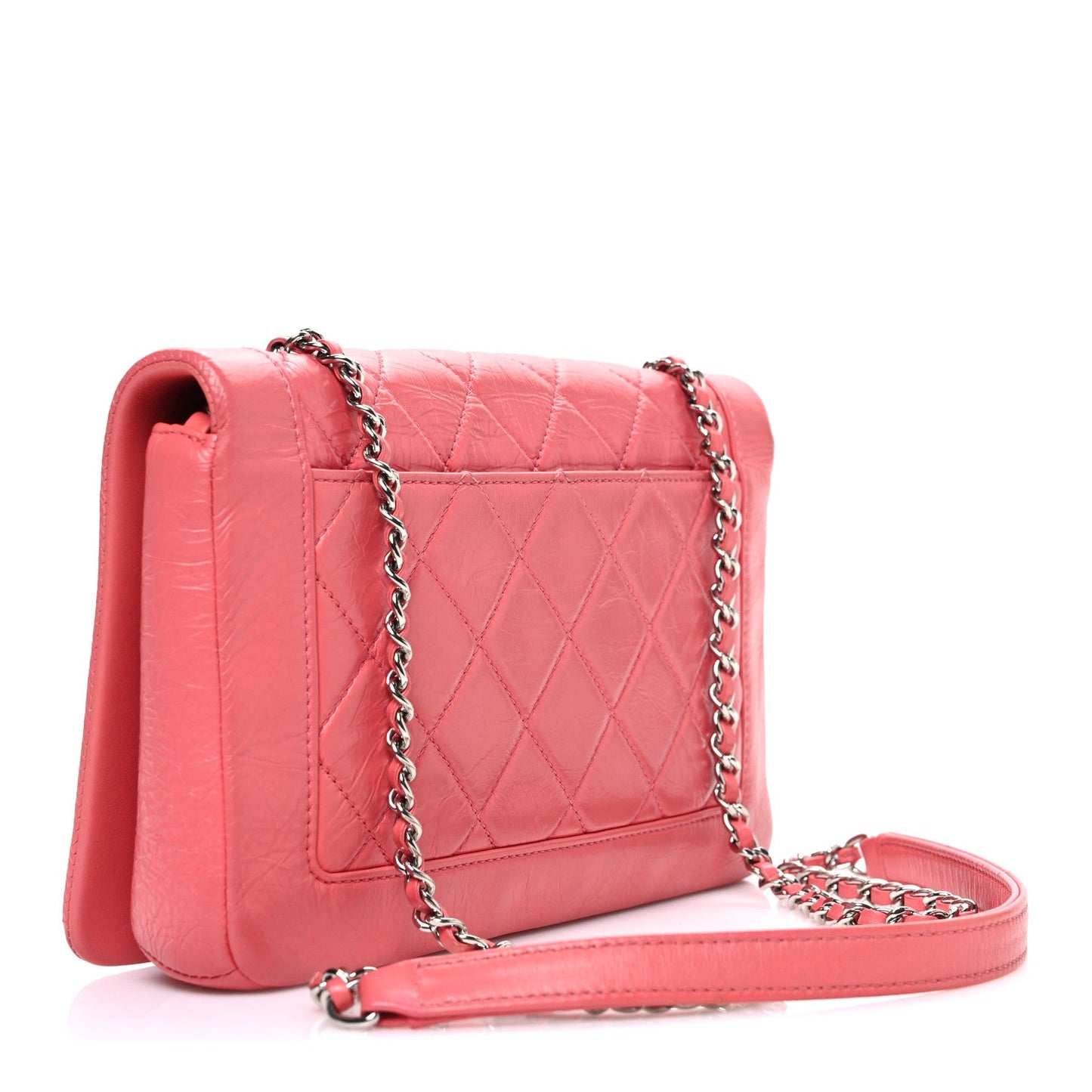 Chanel Crumpled Calfskin Quilted Bi Vintage Small Single Flap Pink