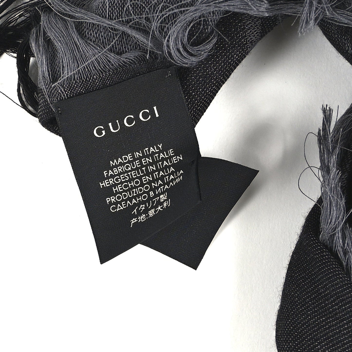 Gucci Wool Silk GG Monogram Diamante Plaid Surviee Shawl Graphite Black
