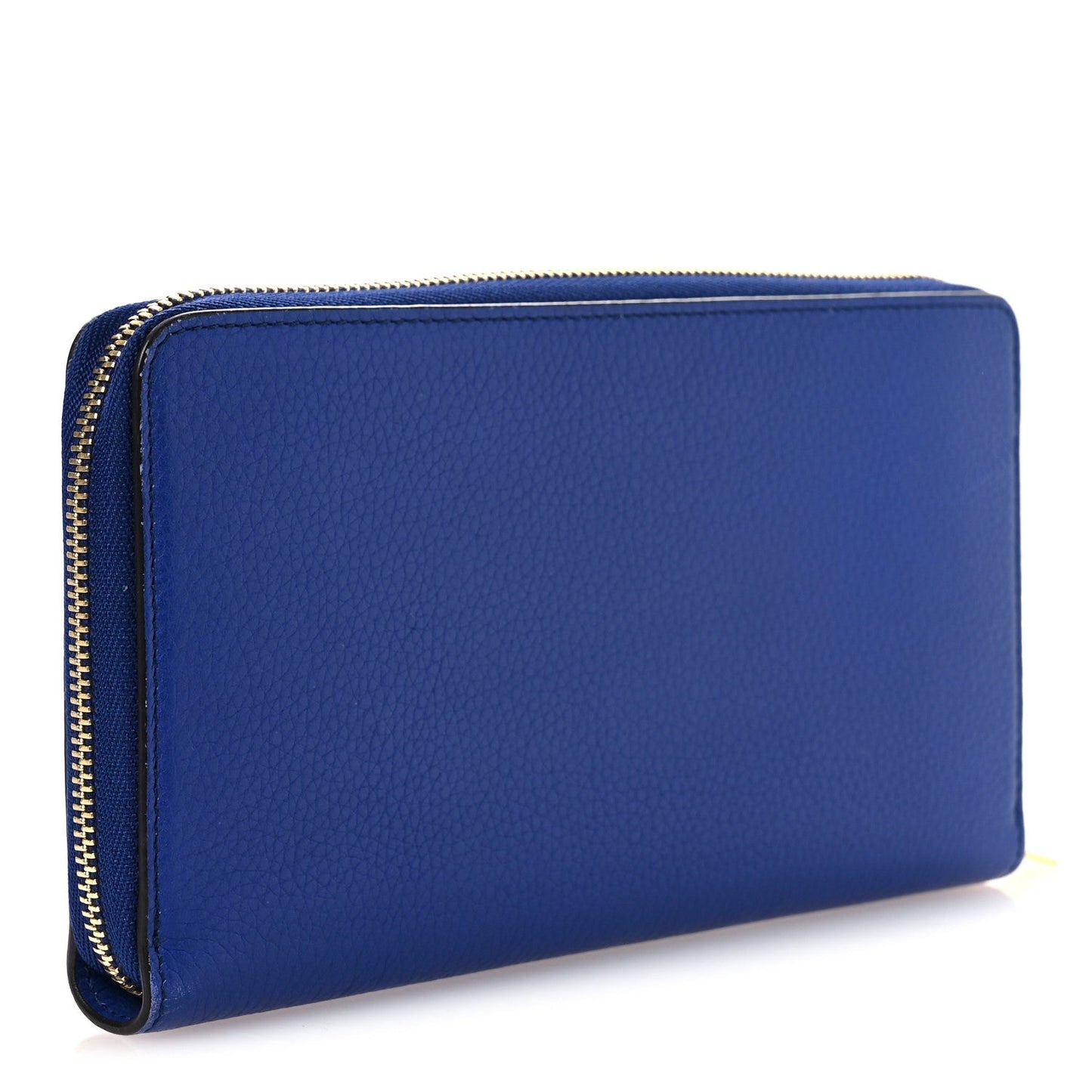 Celine Drummed Calfskin Large Zip Around Multifunction Wallet Indigo