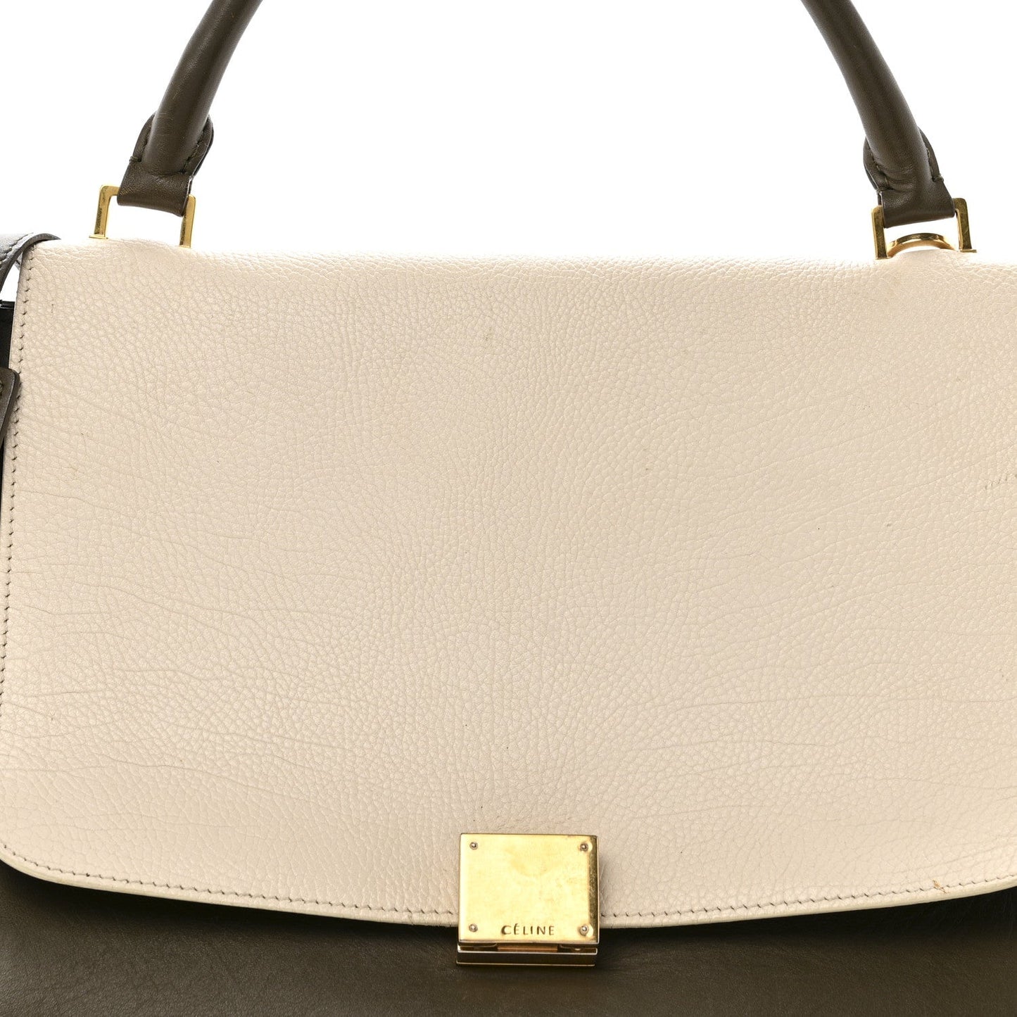 Celine Bullhide Smooth Calfskin Suede Medium Tri-Color Trapeze White Multicolor