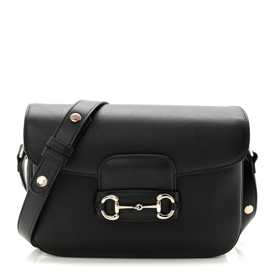 Gucci Ciny Lux Calfskin Horsebit 1955 Soft Small Shoulder Bag Black