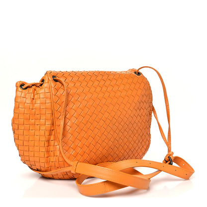 Bottega Veneta Nappa Intrecciato Drawstring Messenger Flap Orange