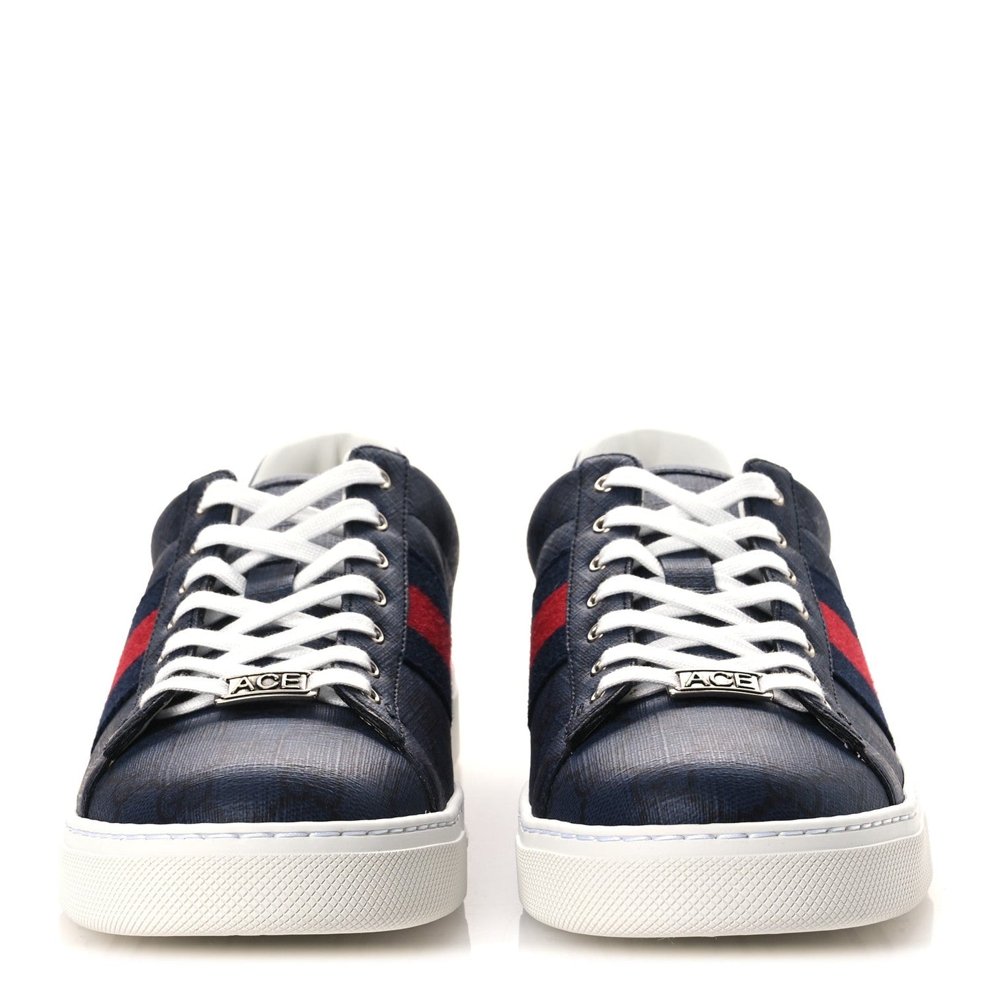 Gucci GG Supreme Monogram Web Mens New Ace Sneakers 8.5 Dark Blue