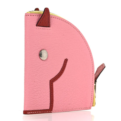 Hermes Chevre Mysore Paddock Change Purse Rose Confetti Brique
