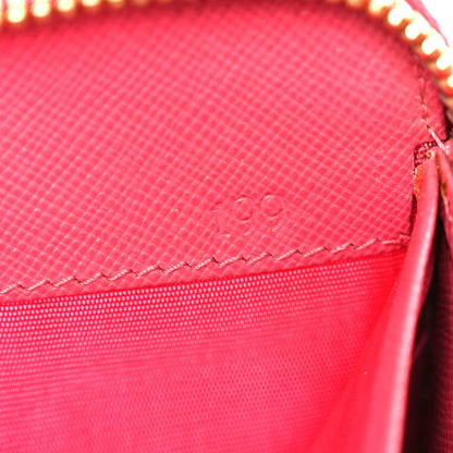 Prada Saffiano Triangle Zip Around Wallet Peonia