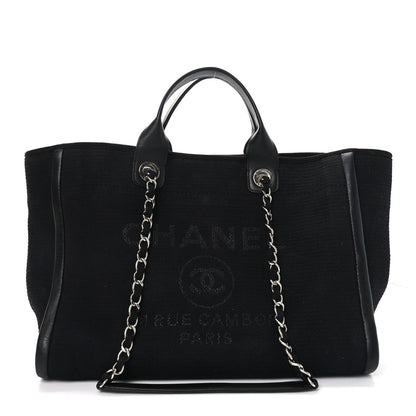 Chanel Canvas Medium Deauville Tote Black