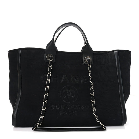 Chanel Canvas Medium Deauville Tote Black
