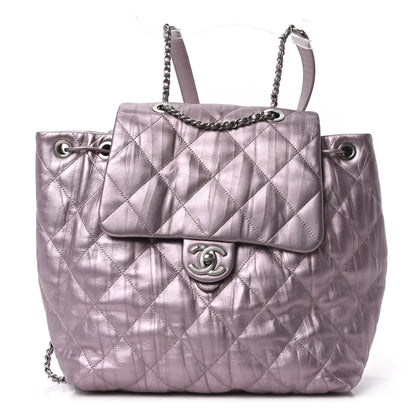 Chanel Iridescent Calfskin Quilted Ground Control Backpack Pink