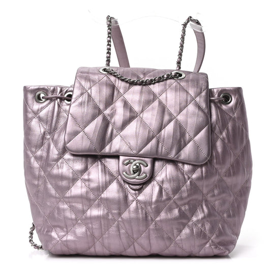 Chanel Iridescent Calfskin Quilted Ground Control Backpack Pink