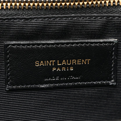 Saint Laurent Grain De Poudre Matelasse Chevron Monogram Shopping Bag Fog