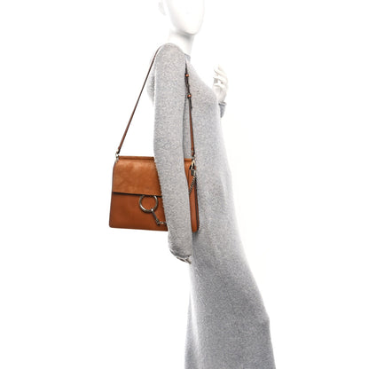 Chloe Suede Calfskin Medium Faye Shoulder Bag Caramel