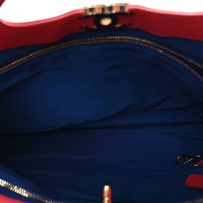 Chanel Aged Calfskin Quilted Large 31 Shopping Bag Red Blue