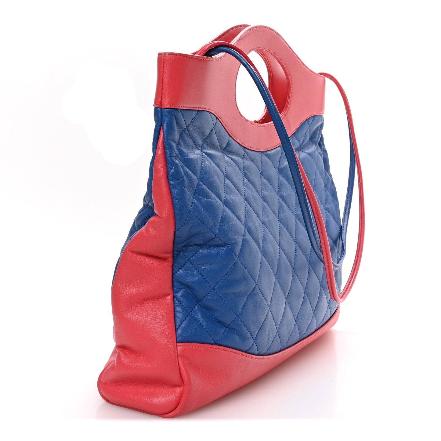 Chanel Aged Calfskin Quilted Large 31 Shopping Bag Red Blue