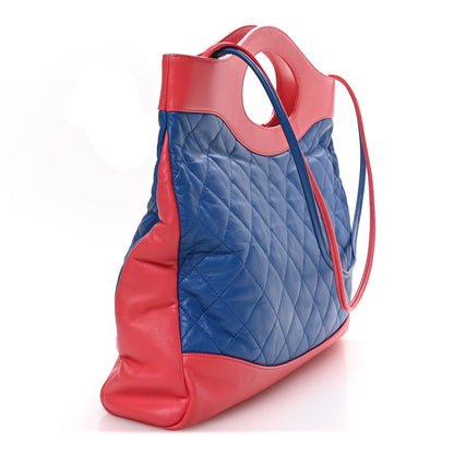 Chanel Aged Calfskin Quilted Large 31 Shopping Bag Red Blue