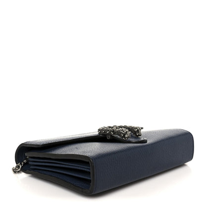 Gucci Dollar Calfskin Crystal Mini Dionysus Chain Wallet Blue Agata Black Diamond