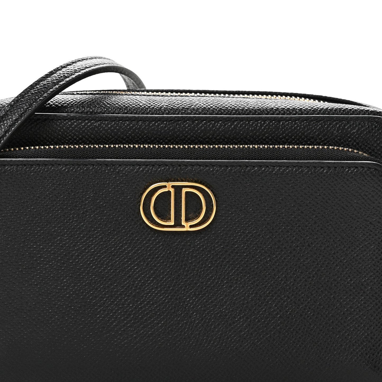 Christian Dior Grained Calfskin Caro Double Pouch Black