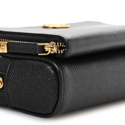 Christian Dior Grained Calfskin Caro Double Pouch Black