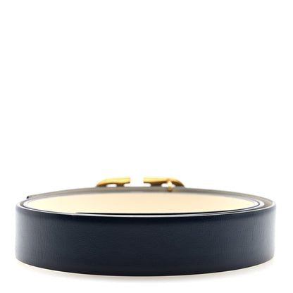 Valentino Garavani Calfskin VLogo Reversible Belt 100 40 Navy White