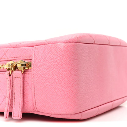 Chanel Caviar Quilted CC Small Top Handle Vanity Case Pink